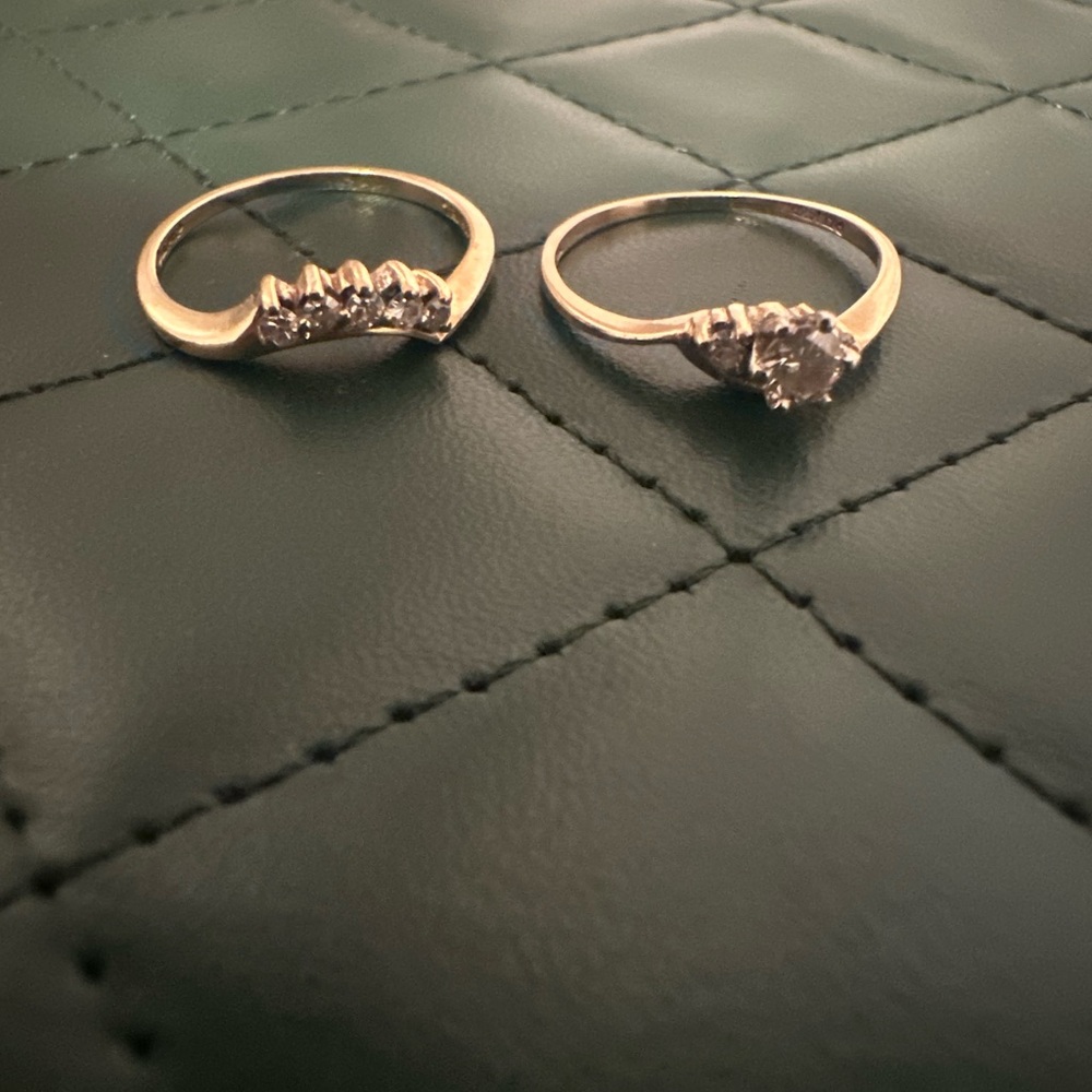 Vintage 14KP diamond ring set